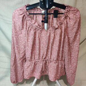 Universal Thread Women's Size Medium Balloon Long Sleeve Blouse Mauve Floral NWT